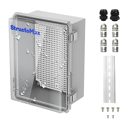 Outdoor Electrical Junction Box | IP67 Waterproof | Resistant ABS Material with Clear UV Coating Cover | Weatherproof Box for Outdoor, Garden, Deck, Patio