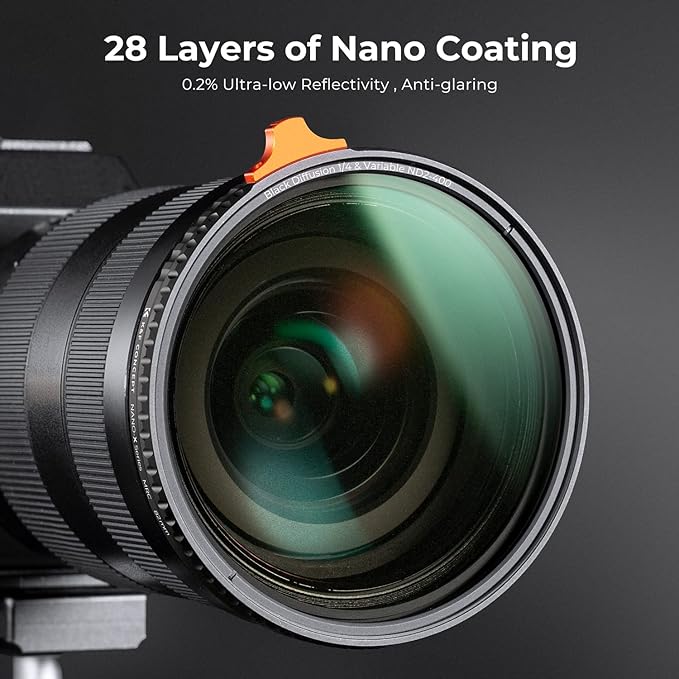 K&F CONCEPT 55mm Black Diffusion Mist 1/4 Effect & Variable ND2-400 (1-9 Stops) Neutral Density Filter 2 in 1, Putter Adjust Multi-Function Camera Lens Filter with 28 Multi-Coated (Nano-X Series)