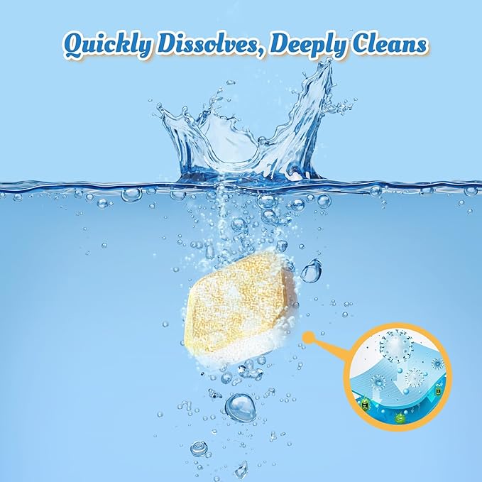 Dishwasher Cleaner Tablets Deodorizer-48 Pack Deep Cleaning Dish Washer Descaler Freshener-Grime Limescale Heavy Duty Grease Odor Smell Remover-for All Dishwashers Lemon Foaming 2 Year Supply