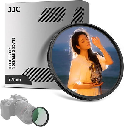 77mm Black Diffusion 1/4 & Reflectivity CPL 2 in-1 Filter with Lens Cap, Dreamy Softens Highlights with Effective Polarization, Mist Cinematic Polarizer Effect Filter with ND2 Reduction