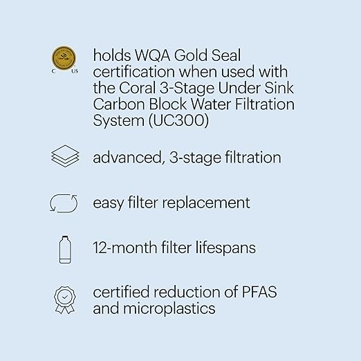 Brondell H2O+ Coral UC300 Three-Stage Undercounter Water Filtration System (UF-35 Replacement Filters)
