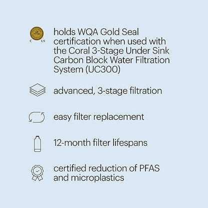 Brondell H2O+ Coral UC300 Three-Stage Undercounter Water Filtration System (UF-35 Replacement Filters)