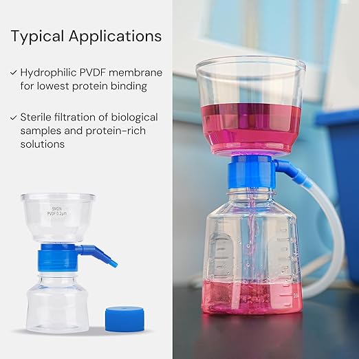 Pack of 9 Diposable Vacuum Filter Units 500mL 0.2μm PVDF Hydrophilic Membrane