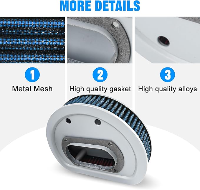 Motorcycle Air Filter 29462-99 1011-4208 High Flow Intake Cleaner Accessories for Harley 1999-2001 Electra Glide, Road King and Road Glide Models (Blue)