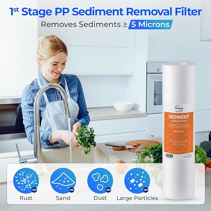 iSpring F19K75 NSF Certified 2-Year Replacement Filter Set for 6-Stage Reverse Osmosis Systems, Alkaline Mineral Filter, 19-Count, Long-Lasting Purification