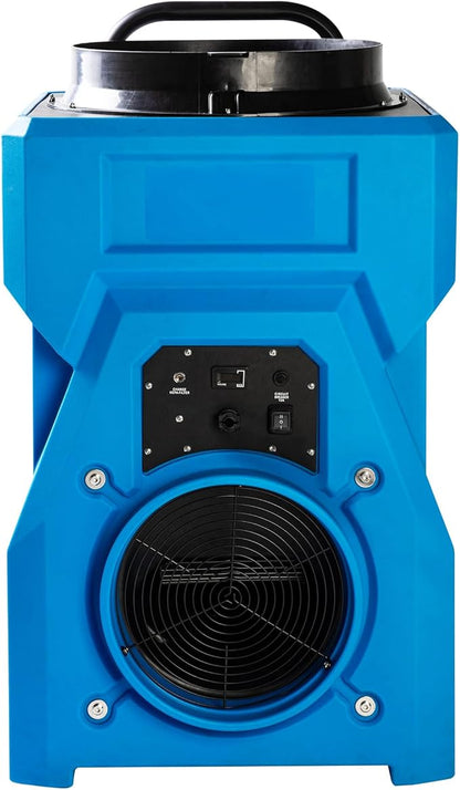 MOUNTO 1000cfm Portable Industrial Air Purifier Negative Air Scrubber - Powerful 1HP Motor, True HEPA Filter, 2-Speed, Handle and wheels 3-Year Warranty (Blue w/Inlet Adaptor)
