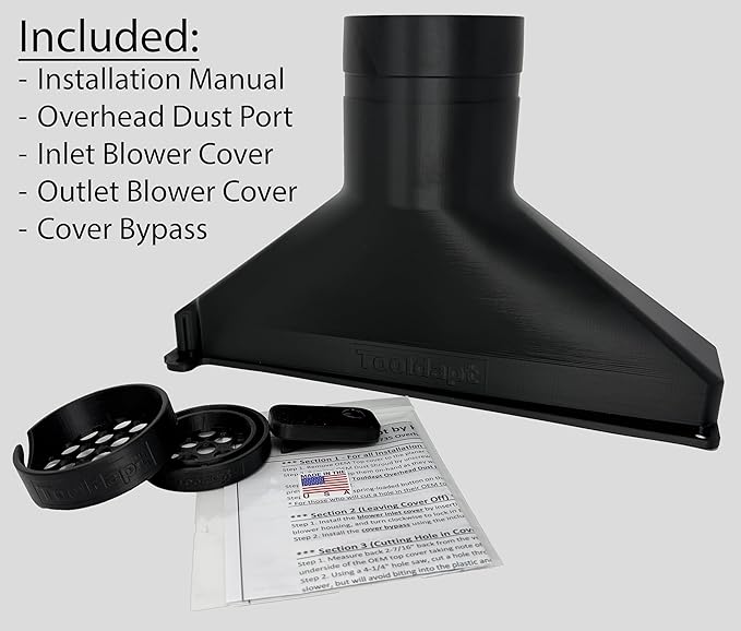 Improved Overhead Dust Port for DeWalt DW735 & DW735X - For 4" Dust Collection Hoses - Made in USA!