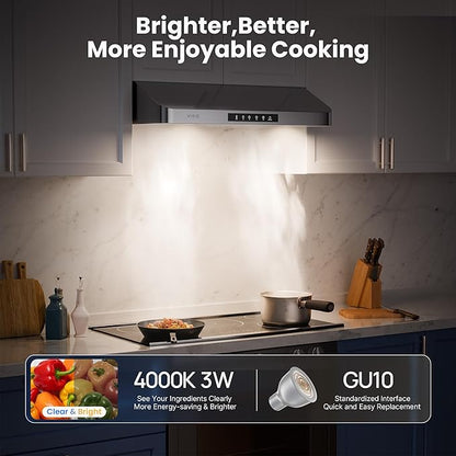 Under Cabinet Range Hood 36 Inch, 980CFM Fast Venting Kitchen Hood With 3 Speed Gesture Sensing & Touch Control, Stainless Steel Stove Hood With LED Light And 2 Baffle Filters