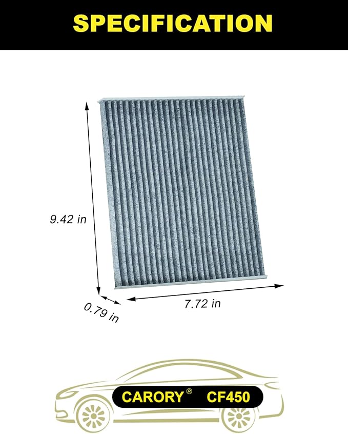 [GAS & HYBRID ONLY] Cabin Air Filter for Jeep Wrangler 2018-2025 & Gladiator 2020-2025 (Not for Diesel), Activated Carbon, OE# 68565698AA, CF12450, XC11724