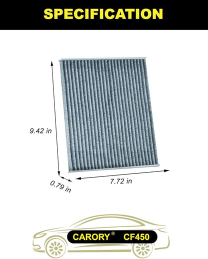 [GAS & HYBRID ONLY] Cabin Air Filter for Jeep Wrangler 2018-2025 & Gladiator 2020-2025 (Not for Diesel), Activated Carbon, OE# 68565698AA, CF12450, XC11724