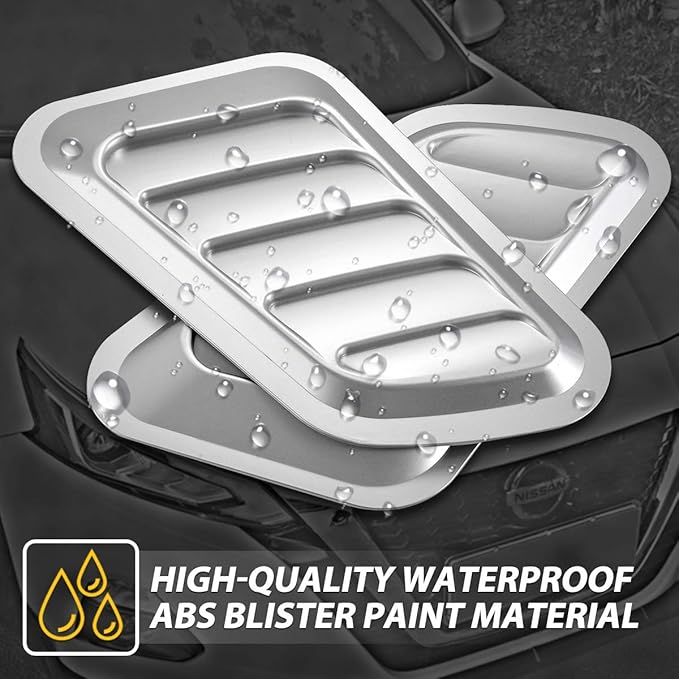 KaTur 1 Pair Universal Car ABS Decorative Air Flow Intake Scoop Turbo Bonnet Vent Cover Hood (Gray)