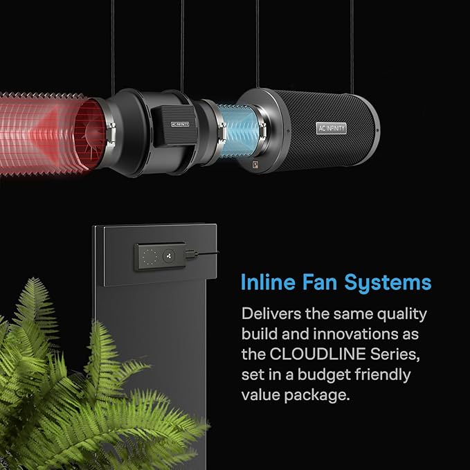 AC Infinity Air Filtration Kit 8”, CLOUDLINE LITE Inline Fan and Carbon Filter Combo, Cooling and Ventilation System for Grow Tents, Hydroponics, Indoor Gardening