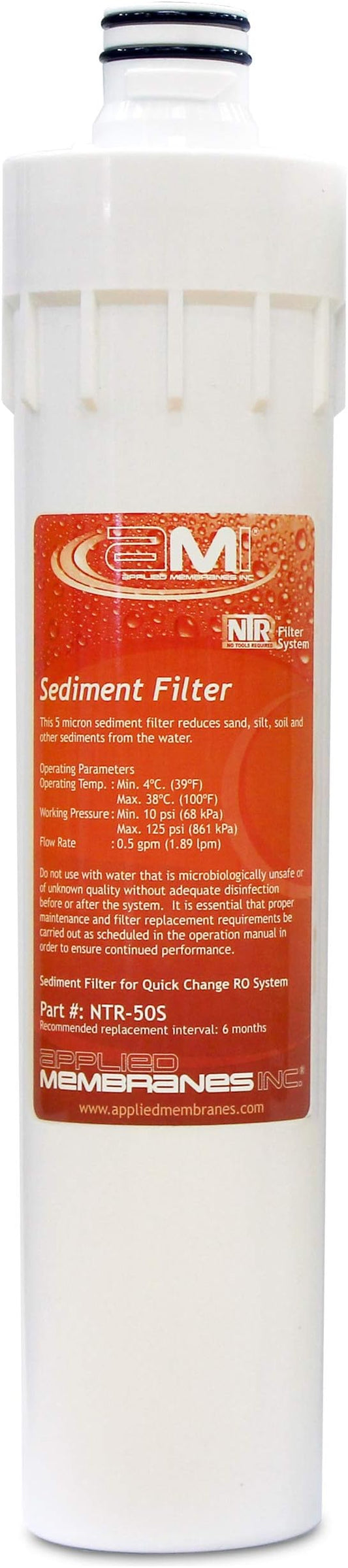 Sediment Filter for Applied Membranes NTR RO System | NTR-50S Replacement Water Filter Stage 1 for NTR-RO-50