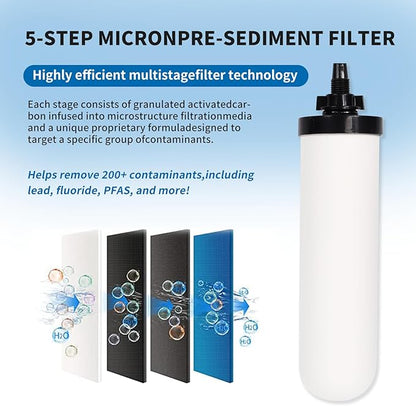 2 Pack 7'' ceramic water filter Candle,7 inch water filter replacement filters with Activated Carbon for Countertop Gravity Water Filter System,Water Cooler Filtration Systems.
