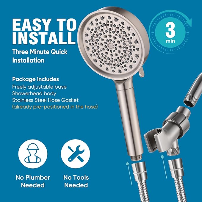 Cobbe Filtered Shower Head with Handheld, 6 Spray Modes, Water Softener Filters - Remove Chlorine, Reduce Dry Skin - Brushed Nickel
