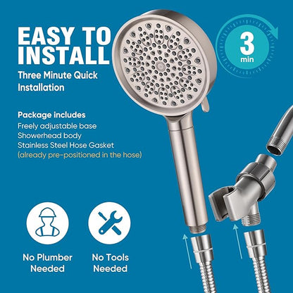 Cobbe Filtered Shower Head with Handheld, 6 Spray Modes, Water Softener Filters - Remove Chlorine, Reduce Dry Skin - Brushed Nickel