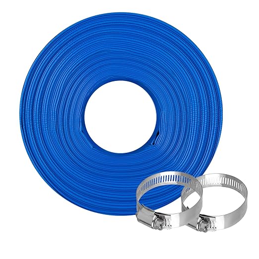 OCGIG 2" x 100 FT Pool Backwash Hose, Heavy-Duty Lay Flat Discharge PVC Hose, Weatherproof Burst Resistant for Water Pool Drain, Swimming Pool Filter Pump, Water Transfer, with 2 Clamps