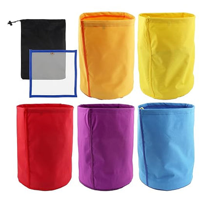 5 Pack 5 Gallon Filter Bags, 25-220 Micron Oxford Cloth All-Mesh Filter Bags with Color Coding System, Adjustable Drawstring Reusable Filter Bags for Fruit Juice Extraction, Soy Products, Home Kitchen