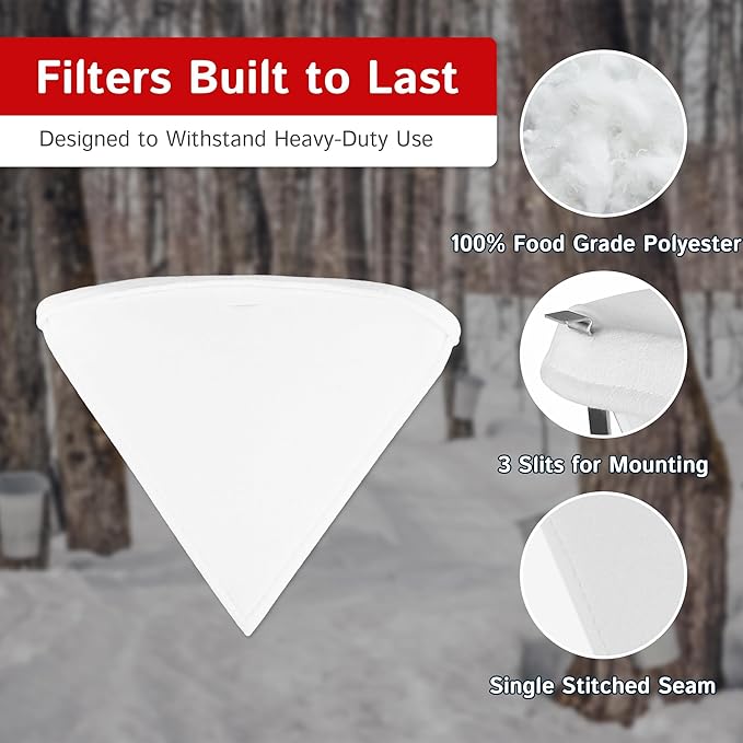 The Felt Store Synthetic Maple Syrup Filter Cone – Reusable Heavy-Duty Polyester Syrup Strainer for Clear Syrup, Easy to Mount or Hang, Food-Grade Material - Spring Maple Sugaring - 1 Quart