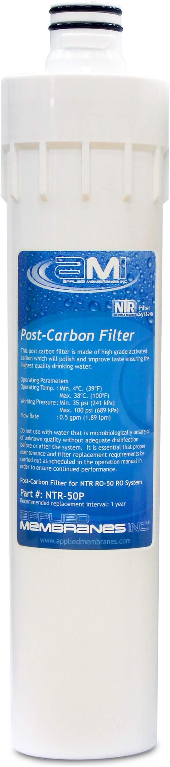 Carbon Polishing Filter for Applied Membranes NTR RO System | NTR-50P Replacement Water Filter Stage 4 for NTR-RO-50