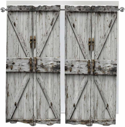 Vintage Gate Living Room Curtains 72 Inches length, Farmhouse Wooden Grain Shabby Chic Door Window Treatment Curtain Drapes, Light Filtering Drapes for Bedroom Laundry Room, 52"x72", 2 Panels