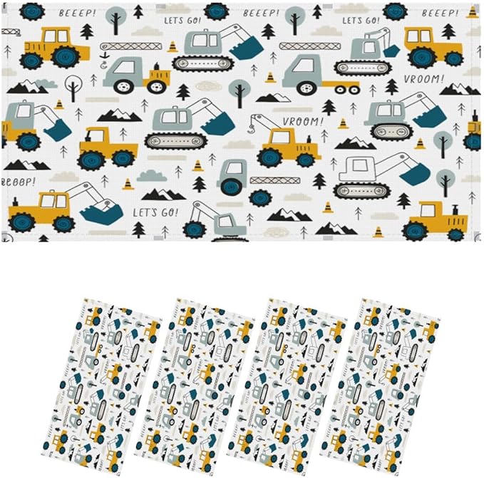 4 Pcs Fluorescent Light Covers for Ceiling Lights Construction Vehicle Excavators Trucks Mountains Decorative Magnets Light Filters for Office Home Classroom Must Haves 4’ x 2’