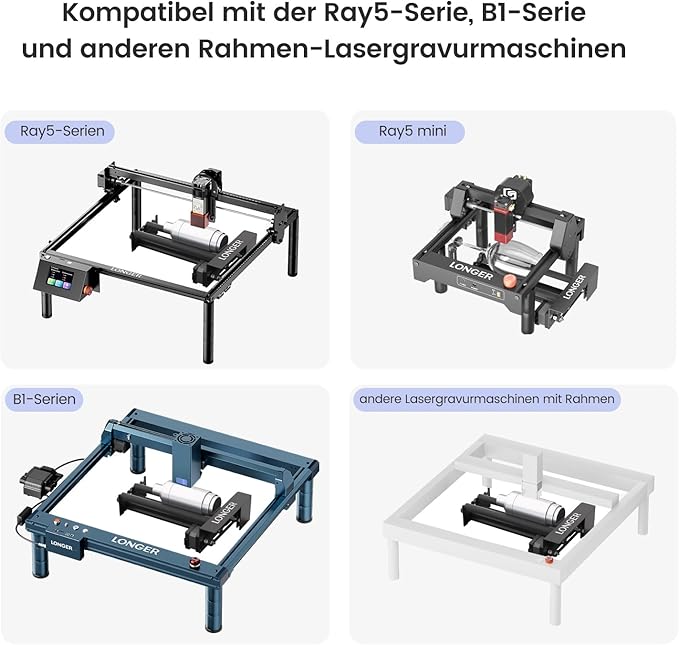Longer Laser Engraver Rotary Roller with Bracket, Y-Axis Rotary Roller 360° Rotation for Laser Engraver Engraving Cylindrical Objects Tumblers Cans Cups Bottles, Compatible with 99% of Laser Engraver
