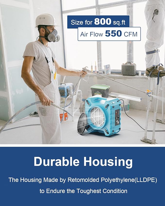 ALORAIR PureAiro HEPA Pro 870 Air Scrubber | UV-C Light Sterilization | 3-Stage Filtration Negative Machine Air Scrubber| Professional Water Damage Restoration for Air Cleaner | up to 550 CFM