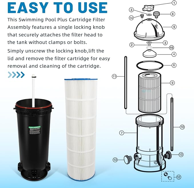 W3C17502 Swimming Pool Plus Cartridge Filter Assembly 200 Sq Ft,150 GPM Compatible with Hayward StarClear Plus,Replacement Element Part C-8319