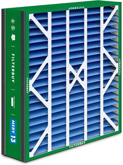 Filterbuy 20x25x5 Air Filter MERV 13 Optimal Smoke & Allergy Defense (3-Pack), Pleated HVAC AC Furnace Filters for Trion Air Bear, Generalaire, Skuttle, and More (Actual Size: 19.63 x 24.13 x 4.88)
