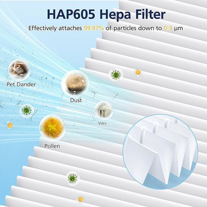 HAP605/HAP607 Replacement Filters for FreAire HAP605 HAP607 and for XenonLab HAP605 HAP607 Air Purifier, 3-in-1 Efficient Air Filter with Activated Carbon for Home, 4-Pack