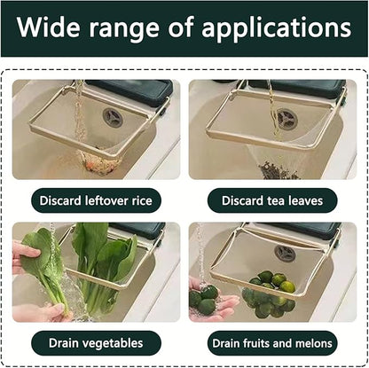 50Pcs Kitchen Residue Mesh Bag Sink Strainer Collapsible Food Catcher Square Bracket Corner Hanging Drain Basket Filter Screen Holder for Waste White 1pcs
