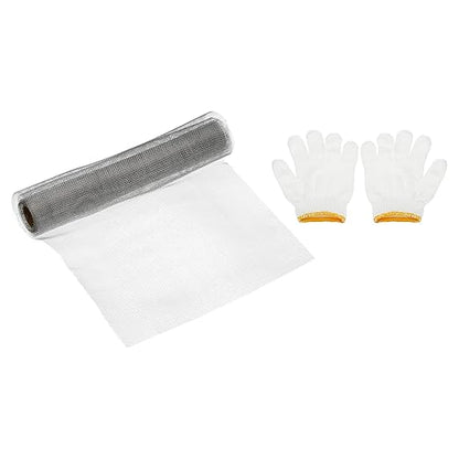 PATIKIL 40" L x 16" W Woven Wire Mesh, 20 Mesh 304 Stainless Steel Air Vent Filter Screen with Gloves for Window Security Vent Cover Filtration Animals Fence