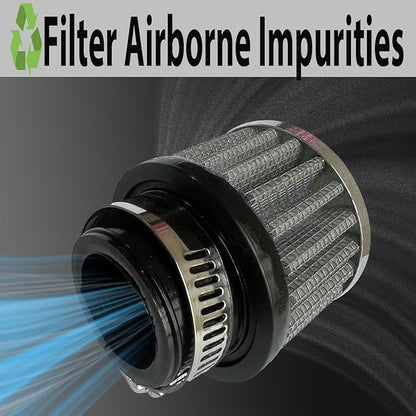 Air Intake Filter - 1" Universal Breather Filter, Automotive Cold Air Filter, Car Valve Cover Oil Breather Turbo Vent Crankcase Cleaner Accessory, Fits Car Motorcycle (Silver)