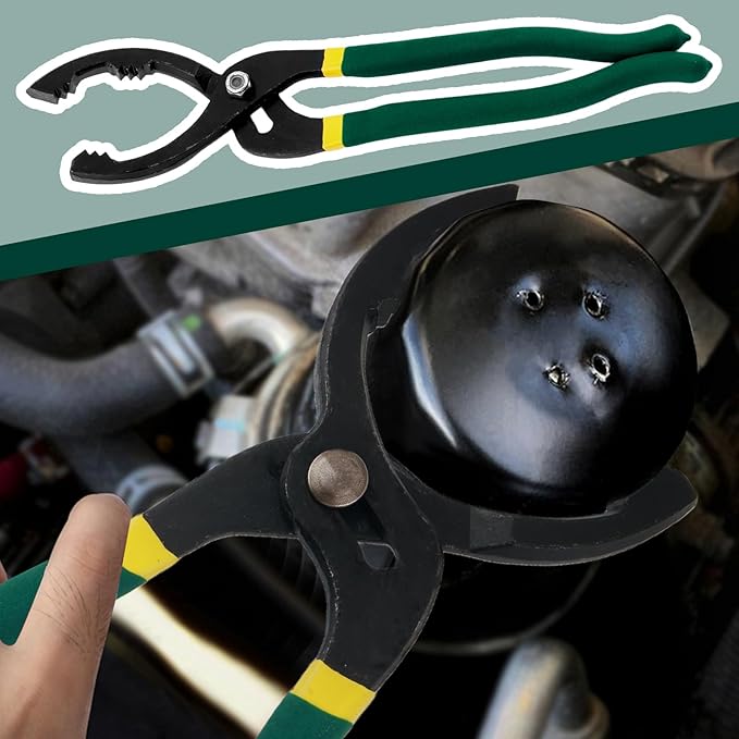 12" Adjustable Oil Filter Pliers,Car Oils Filters Removal Tool for Oils Filters Removals and Installation,Multi-Functional Oil Filter Wrench Tool with Non-Slip Handle