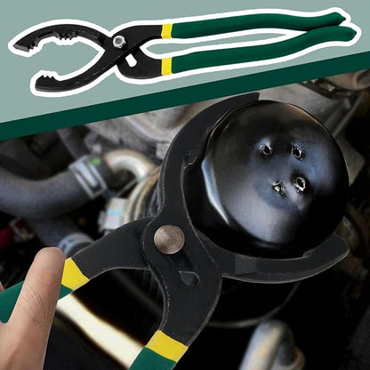 12" Adjustable Oil Filter Pliers,Car Oils Filters Removal Tool for Oils Filters Removals and Installation,Multi-Functional Oil Filter Wrench Tool with Non-Slip Handle