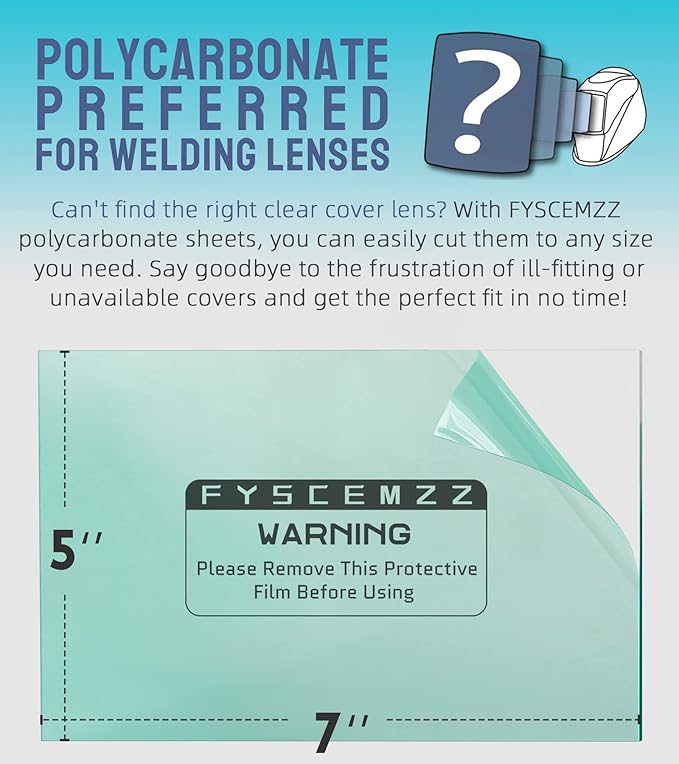 10PCS 5x7 Inch Cut-to-Size Welding Helmet Hood Replacement Clear Inside Outside Front Protective Lens Filter Cover Plexiglass Sheets for Most Helmet, Craft Projects, Signs Display Cases, Picture Frame