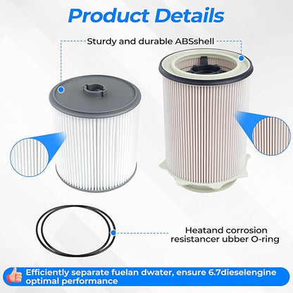 6.7L Cummins Fuel Filter Water Separator set for 2019 2020 2021 2022 2023 2024 Ram Turbo Diesel Engines 68157291AA 68436631AA and Oil Filter 5083285AA