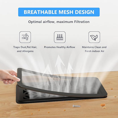 Magnetic Vent Screen Mesh Covers 3 Pack -5.5x12, Air Vent Filters with Durable PVC Frame, Air Vent Screen Register Trap,Vent Mesh–Upgraded Thickness(2.5mm) for Home Wall Ceiling (Black)