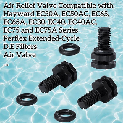 ECX1322A Pool Filter Air Relief Valve Compatible with Hayward Pool Filters, Directional Vent Valve with O-Ring 3 Pack