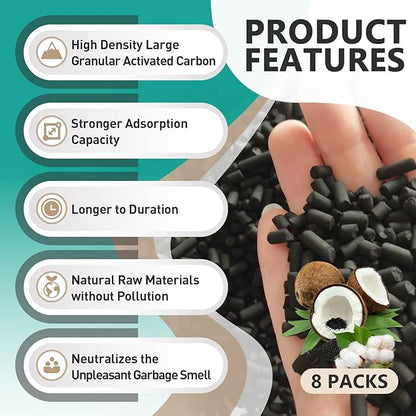 4 Pounds(8-Pack) Odor Absorbing Filter Refills for Lomi Smart Waste Kitchen Composter, Activated Charcoal Refills Compatible with Lomi Kitchen Composter
