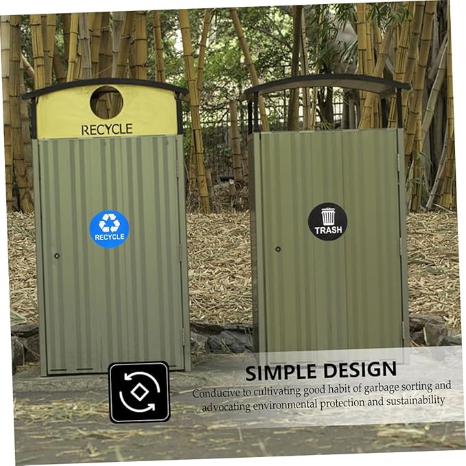 8pcs Trash Sorting Decals Self-Adhesive Waste Container Stickers for Recycling Labels for Easy Waste Classification Black Blue