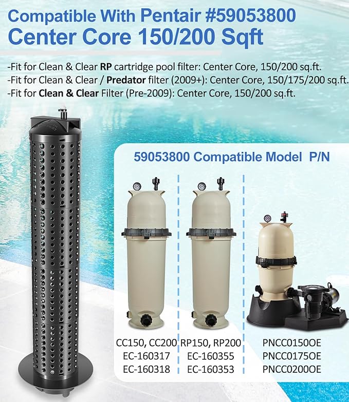 LAIKOU 59053800 Center Core Replacement Part for Clean & Clear RP Filter CC 150, 175 and 200 Square Feet EC- 160317 160318 CCRP150 CCRP200 Pool and Spa Cartridge Filter Part