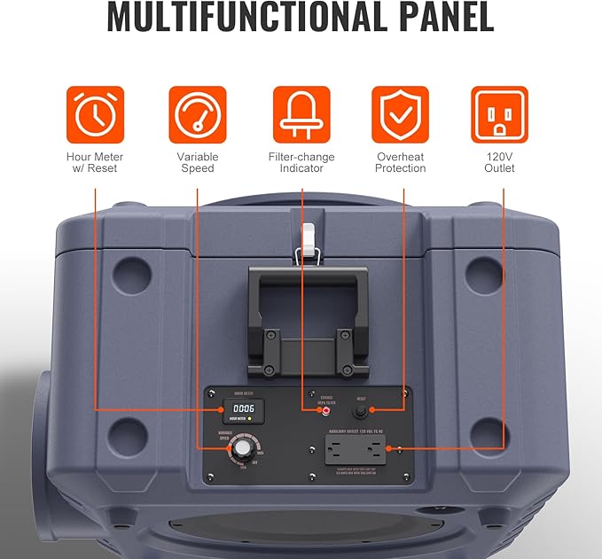 VEVOR Air Scrubber with 3-Stage Filtration, Stackable Negative Air Machine 550 CFM, Air Cleaner with MERV10, Carbon, H13 HEPA, for Home, Industrial and Commercial Use