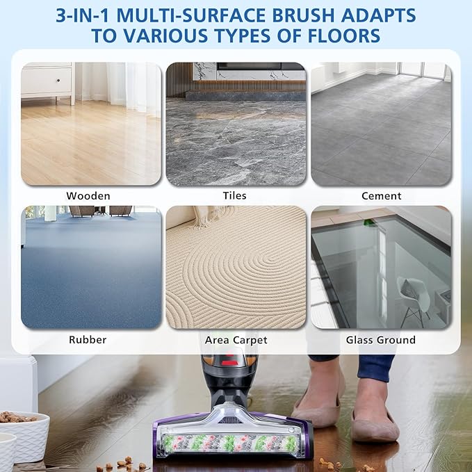Brush Filter Replacement Compatible with Bissell CrossWave Pet Pro All in One, 3 Multi-Surface Brush Roll 1868 + 3 Vacuum Filter 1866 Vacuum Filter, Compare to Part 1608683, 160-8683, 1608684