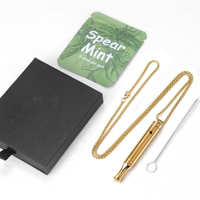 ASTOFLI Quit Smoking Breathing Necklace for Adults - Flavored Stress Breathing Necklace Stop Smoking for Women - Breathlink for Men Meditation Breathe Anxiety Whistle Necklaces inhaler Breathlace
