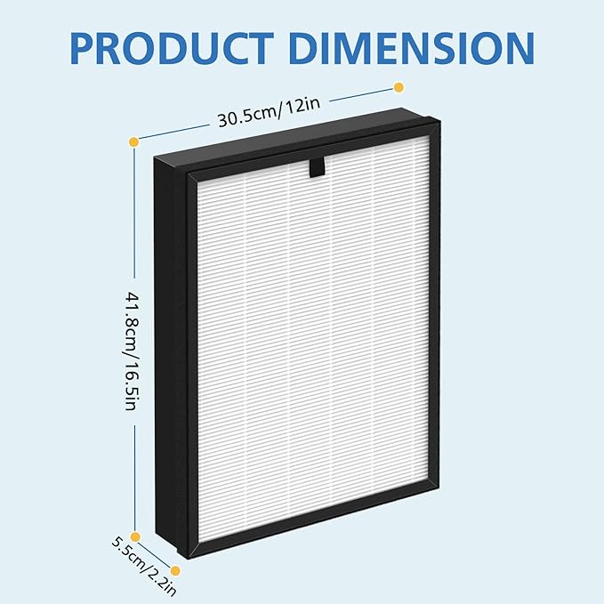 400 Air Purifier Replacement Filter True HP-14 HEPA Filter Compatible with Puro 400 Air Purifier, 3-in-1 HEPA with Activated Carbon Filter Attach 99.97% of Pet Dander, Smoke, Pollen, 2 Pack