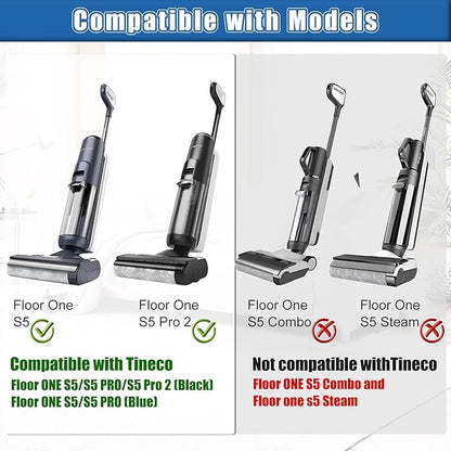 【NOT Universal】【S5 Only】Replacement Parts for Tineco Floor One S5 / S5 Blue / S5 Pro / S5 Pro 2 Wireless Wet Dry Vacuum Cleaner | 3 Filters 2 Brush Roll for Tineco S5 Vacuums