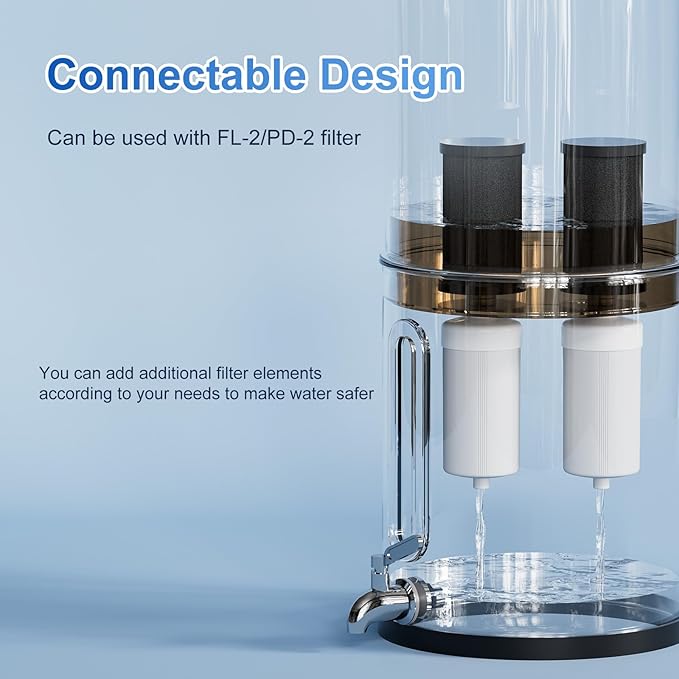 Thickened Black Purification Elements, Replacement for Berkey® BB9-2® & Gravity Water Filter System, High Adsorption Carbon Filters Compatible with ProOne® and Purewell Systems (2 Pack)