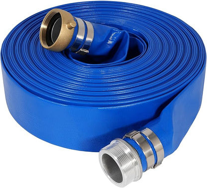 1" x 100 ft Backwash Hose for Swimming Pools, Heavy Duty PVC Lay Flat Water Discharge Hose,Durable Pool Drain Hose with Aluminum Pin Lug Fittings for Pump And Filters